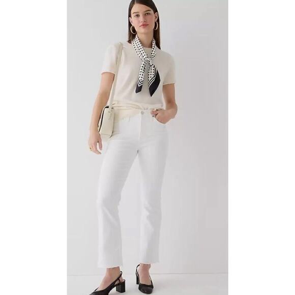 J. Crew Petite Demi 9” Boot Crop Jeans white wash Size 32 - Picture 3 of 6